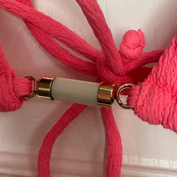 VIX - FIRENZE CAPRI CLOQUÉ TRIANGLE BIKINI TOP & FIRENZE BEADS BOTTOMS IN CORAL - Picture 3 of 12